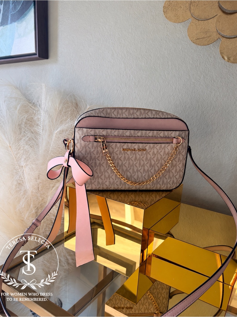 Michael Kors Signature Logo Crossbody Bag Blush